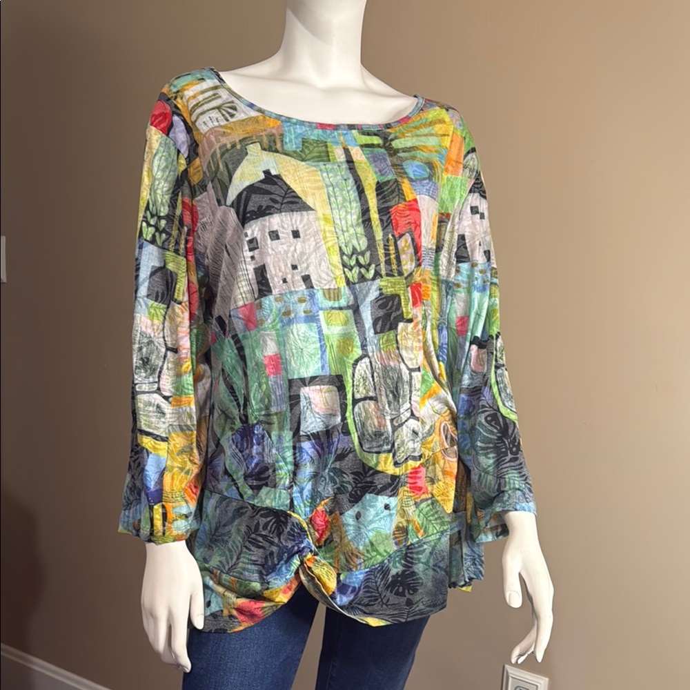 SHANA Artistic Blue and Red Tunic